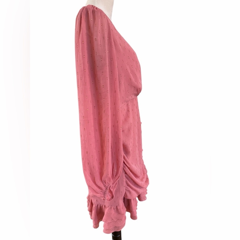 Express Blush Pink Long Sleeve Ruffle Mini lDress - Picture 5 of 7